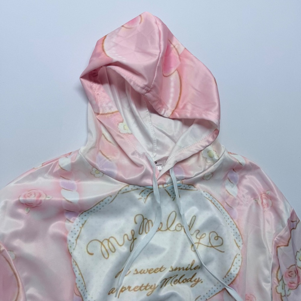 Sanrio My Melody Pastel All Over Print Hoodie Pink Kawaii Sweatshirt Small - Picture 4 of 6